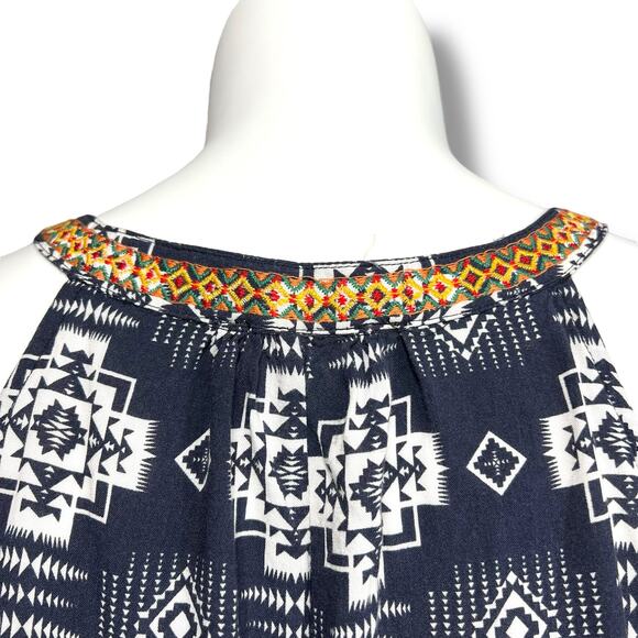 Savanna Jane Womens Tank Top Shirt Geo Print Embroidered Floral Print 1X - Picture 5 of 12